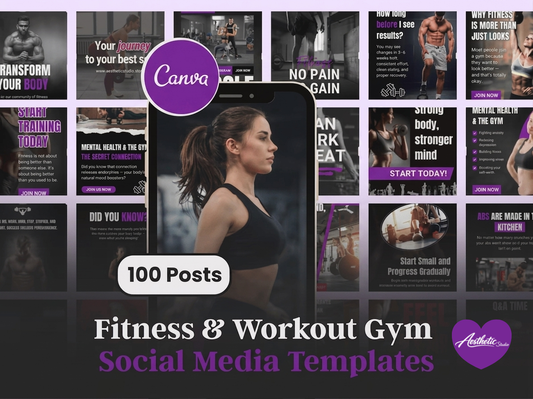 Fitness Canva Social Media Templates, Workout Gym Instagram Posts, Personal Trainer Facebook Templates, Fitness Coach Marketing
