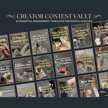 50 Aesthetic Instagram Carousel Covers for Coaches & Creators Fully Editable Canva Pro Templates | High-Converting Content Hooks