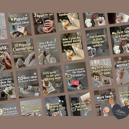 50 Aesthetic Instagram Carousel Covers for Coaches & Creators Fully Editable Canva Pro Templates | High-Converting Content Hooks