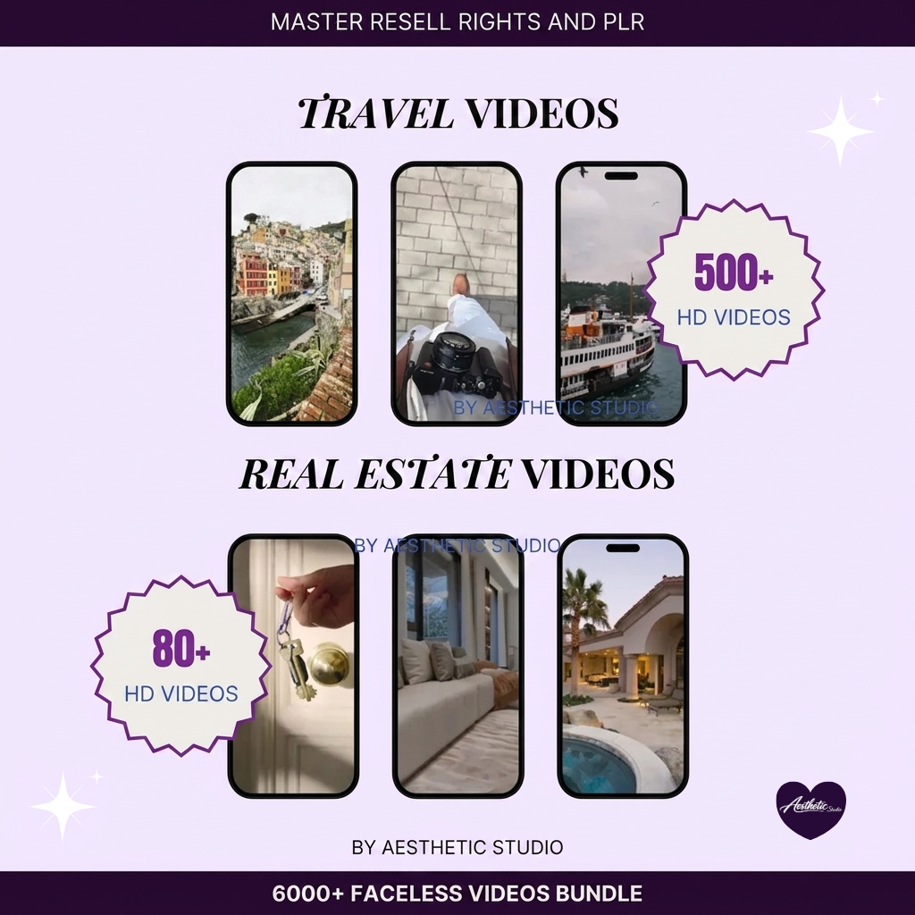 6000+ Faceless Videos Reel Templates Bundle | Aesthetic Instagram TikTok Reels | DFY Marketing Videos with PLR & MRR Resell Rights