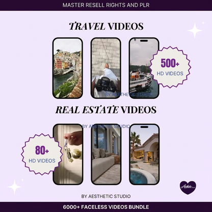 6000+ Faceless Videos Reel Templates Bundle | Aesthetic Instagram TikTok Reels | DFY Marketing Videos with PLR & MRR Resell Rights