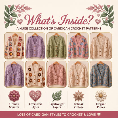 Ultimate Crochet Cardigan Pattern Bundle, Granny Square, Boho, Vintage (PDF Download)