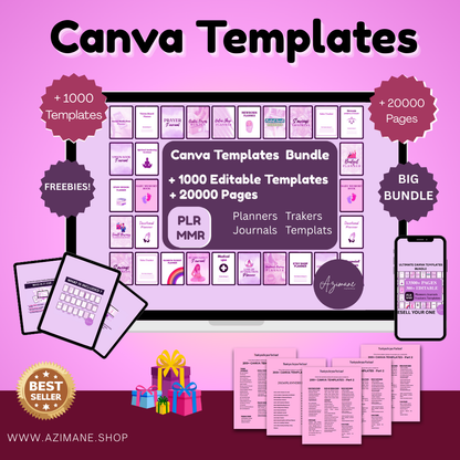 Canva Template Bundle 15000+ Pages, 300 Canva PLR Templates, Planners, Journals, Trackers,Printable, Master Resell Rights, MRR PLR Products