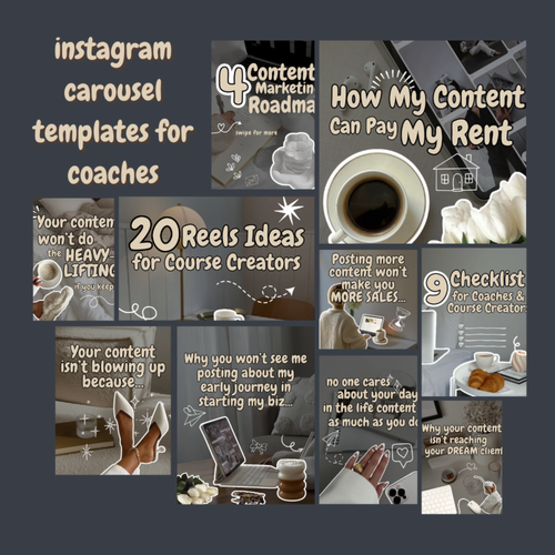 50 Aesthetic Instagram Carousel Covers for Coaches & Creators Fully Editable Canva Pro Templates | High-Converting Content Hooks