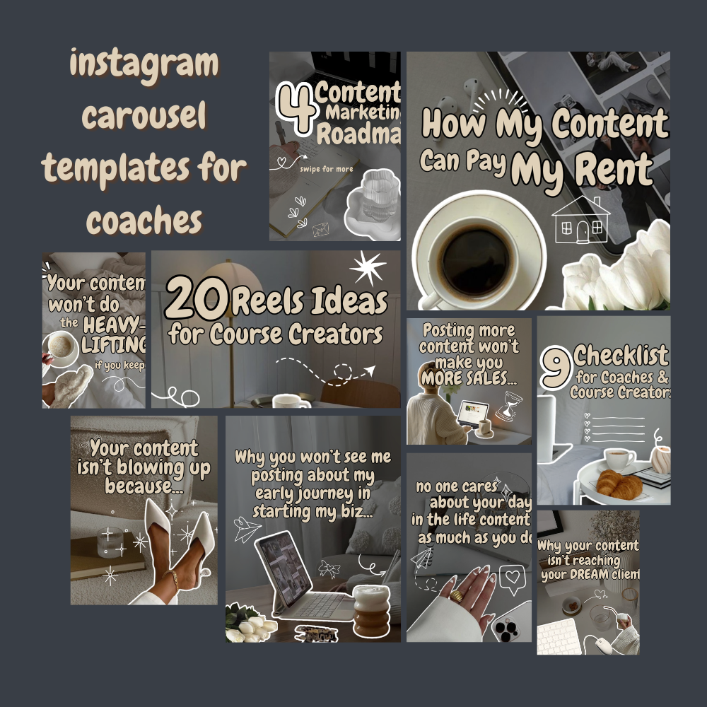50 Aesthetic Instagram Carousel Covers for Coaches & Creators Fully Editable Canva Pro Templates | High-Converting Content Hooks